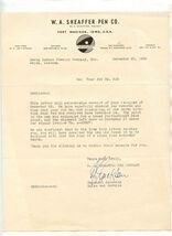W A Sheaffer Pen Co. Signed Letter Fort Madison Iowa 1938 - $17.82