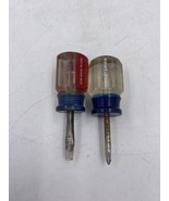 Craftsman Stubby Screwdrivers Set of 2 Phillips and Flat Head Made in USA - £7.95 GBP