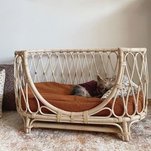 Pet Bed Handmade Rattan Woven Pet Bed Sofa For Dogs - £2.60 GBP