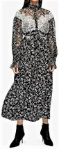 TOPSHOP Floral Black and White Lace Dress Size- 6 - £38.18 GBP