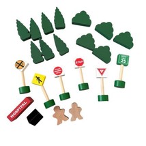 Wooden Toys Traffic Signs Trains Bushes Trees People Lot Of 22 Model Rai... - $24.64