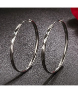 925 Sterling Silver 3Cm Round Hoop Earrings For Women Fashion Party Luxury - $23.33 CAD