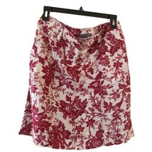 Ann Taylor Womens Brocade Red And White Floral Print Skirt Size 6 Linen w/Pocket - £19.37 GBP