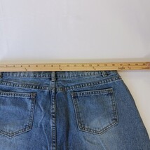 High Rise Women's Blue Cotton Blend Front Leg Frayed Denim Jeans Size XL (32×24) image 7