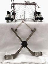 Hockey Ornaments 4 Piece Set Consists of Net, 2 Pair Men's Skates Sticks & Puck  image 5