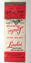 Lorelei Sefood Restaurant - Mt. Pleasant, South Carolina 20 FS Matchbook Cover - £1.49 GBP