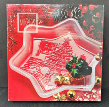 MIKASA Crystal Christmas Sweet Dish Star Shaped Embossed Tree with Presents  - £7.06 GBP