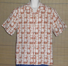 PUSSER&#39;S Island Style Hawaiian Shirt Block Print White Orange Size Medium - $21.77