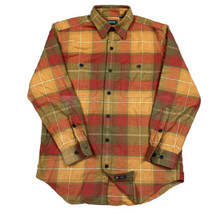 Orvis Shirt Mens Medium Perfect Flannel Button Up Orange Plaid Lumberjack Work - £23.32 GBP