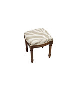 123 Creations Taupe Zebra Stripe Upholstered Wooden Vanity Stool Wood Stain - €202,54 EUR