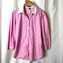 Chaps Womens Ralph Lauren Striped Pink Shirt Top Blouse Sz XL - £13.58 GBP