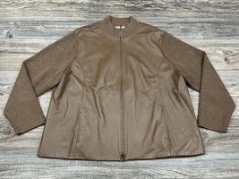Vtg Pendleton Women&#39;s Leather/Merino Wool Jacket-Brown Full Zip Plus size 2XL? - £49.70 GBP