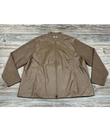 Vtg Pendleton Women&#39;s Leather/Merino Wool Jacket-Brown Full Zip Plus siz... - £49.06 GBP