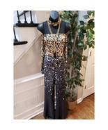 Chicme Jumpsuit Womens XL Black Polka Dot Mock Neck Lace Insert Cold Sho... - $47.39 CAD
