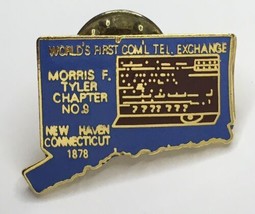 Worlds First Coml. Tel. Exchange Lapel Pin New Haven Connecticut Morris ... - £11.79 GBP