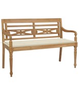  Bench Teak, Cream Solid Teak Wood, 100% Polyester Standard 2-seater - $444.99
