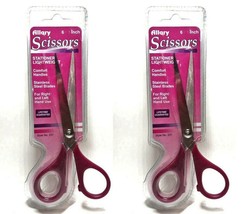 LOT OF 2 Allary Staitionery Lightweight Scissors, 6 Inch, Red - £6.22 GBP