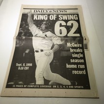 NY Daily News: Sept 9 1998 King Of Swing 62 mark mcgwire stl cardinals - £15.24 GBP