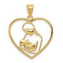 14K Oro Amarillo Chapado Madre Y Niño Colgante Corazón Regalos para Ella Verano - £112.88 GBP