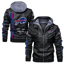 Buffalo Bills Bomber Vintage Motorcycle Men Leather Jacket - $2,023.03 MXN+