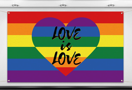 Pride Month Photo Booth Backdrop LGBTQ+ June Love Is Love Rainbow Party ... - $15.13