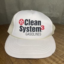 Vintage Texaco Clean System 3 Gasoline Trucker Snapback Cap Hat Adult Size White - £9.48 GBP