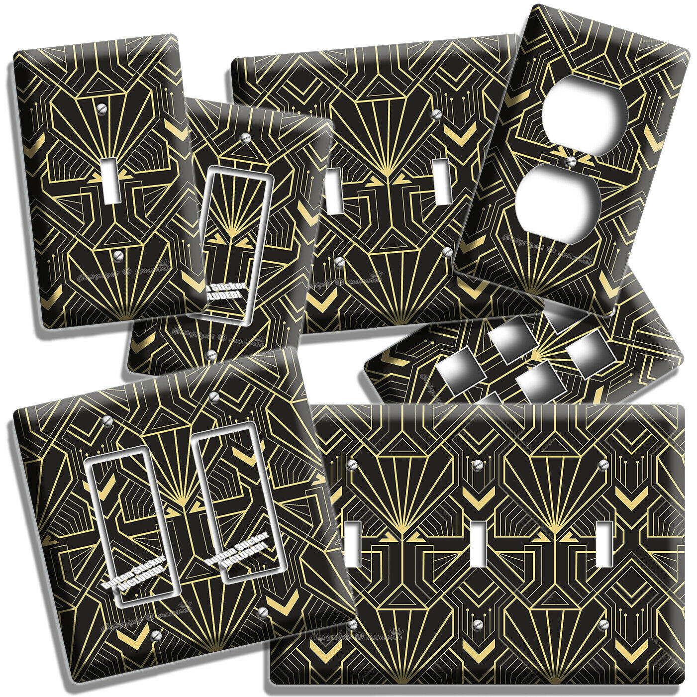 ART DECO RETRO 20'S GEOMETRIC PATTERN LIGHT SWITCH OUTLET WALL PLATES ROOM DECOR