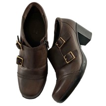 Clarks Bendables Womens Booties Ankle Boots Brown Leather Size 7M Double Strap - £35.61 GBP