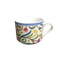 Gibson Designs LYON Cup 8 oz Coffee Tea Blue Band Multicolor Scrolls &amp; F... - £7.12 GBP