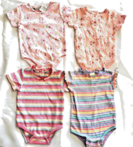 4 Girls 12 Month Body Suits 2 Striped 2 Floral 3 Faded Glory 1 Circo Preowned - $6.92