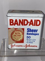 Band-Aid Plastic Bandages Empty Metal Storage Tin Johnson &amp; Johnson Vintage 1983 - £7.87 GBP
