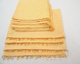 Pottery Barn Beaded Yellow Cotton Linen 8-PC Placemats and Napkin Set - $48.00