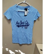 New Adidas MLS New York FC Baby Blue V Neck Shirt Ladies Sz Small B366W - £11.39 GBP