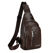 Mens Shoulder Bag Men Sling Crossbody Soft Chest Bags PU Leather Casual Backpack - £14.93 GBP