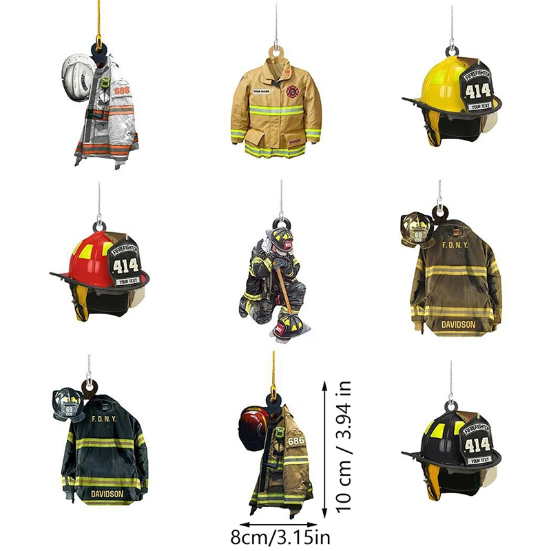 Car Hanging Decor Firefighter Coat And Hat Simulation Model Fire Fighting Truck - £7.56 GBP+
