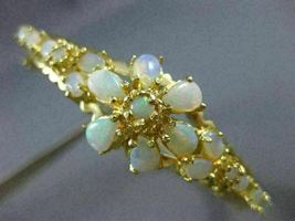 Flower Pear &amp; Oval 9CT Simulated Opal Bangle Bracelet Gold Plated 925 Silver - £128.29 GBP