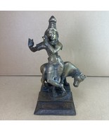 INDIAN BRONZE FIGURE GROUP Depicting Krishna and Nandi Playing (Flute MI... - £77.08 GBP