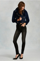 New NWT $349 Womens True Religion Faux Fur Moto Jacket S Dark Navy Blue ... - £276.25 GBP