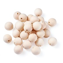 50-Piece 30Mm Natural Unfinished Round Wood Beads Original Color Large Solid Woo - £14.69 GBP
