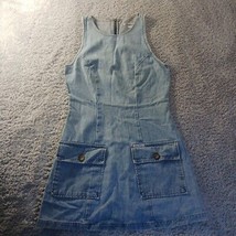 Guess Jeans USA Denim Mini Dress Jumper Pockets Sleeveless Y2K Vtg READ Size 3 - $52.67