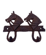 Vintage Cast Iron Coat Hook Pegs Horse Horses Brown Metal English Countr... - $55.74