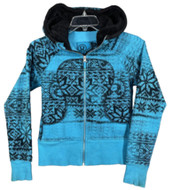Lulu Lemon Blue Snowflake hooded zip athletica hole for thumbs - $44.50