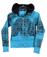 Lulu Lemon Blue Snowflake hooded zip athletica hole for thumbs - $44.50