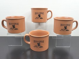 4 Field Stream Outdoor Adventures Mugs Set 3.25&quot; Large Coffee Stoneware Cups Lot - £41.84 GBP
