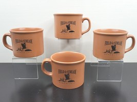 4 Field Stream Outdoor Adventures Mugs Set 3.25&quot; Large Coffee Stoneware Cups Lot - £42.73 GBP