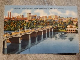 Vtg Linen Postcard Mayo Bridge Over James River, Richmond,  Virginia - £3.42 GBP