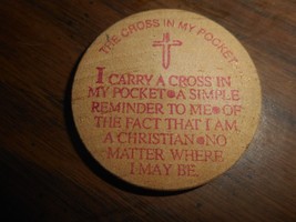Vintage Religious Wooden Coin Token Medal The Cross In My Pocket 1 1/2&quot; - £7.76 GBP