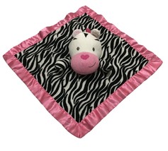 Zebra Plush Security Blanket Stripe Pink Satin Nose Baby Blankie Garanimals - £14.20 GBP