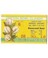 1950 Cotton Bowl ticket stub Rice UNC - £262.17 GBP