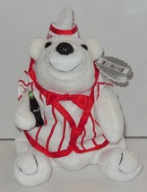 Coca-Cola Polar Bear in Soda Fountain outfit 8&quot; bean bag plush toy style #0171 - £11.83 GBP